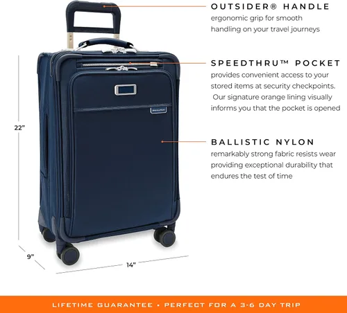 Vista 2 de Briggs & Riley Spinner, Azul Marino, 22-inch Baseline Essential Carry-On, Briggs & Riley Spinners de línea base