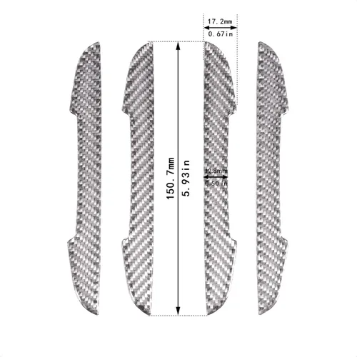 Vista 6 de 4 piezas de protector de borde de puerta universal de fibra de carbono real con textura tejida de sarga de 2 mm, protector antiarañazos para pintar