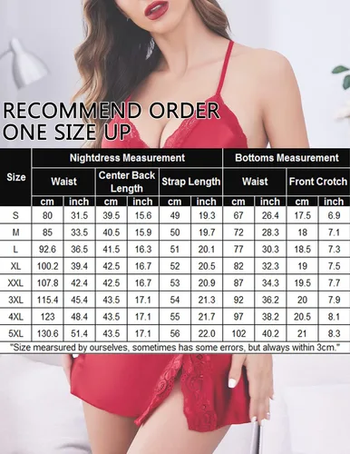 Vista 6 de Avidlove Camisón de encaje de satén para mujer, cuello en V, sexy, vestido de dormir