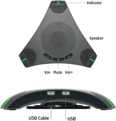 Vista 2 de JACKLY - Micrófono de conferencia USB con altavoz para negocios, micrófono omnidireccional 360°, reducción de ruido DSP inteligente para reuniones