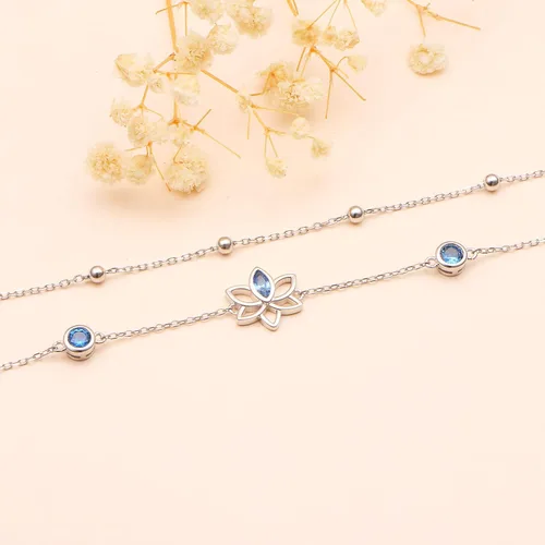 Vista 3 de YinShan Tobillera de plata de ley S925 ajustable para mujer