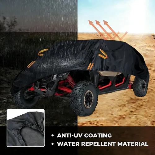 Vista 6 de UTV Cover for CFMoto UForce LTD 1990-2025, All Weather Outdoor UTV Storage Cover with Windproof Buckles & Elastic Hem, Water Resistant for Side by