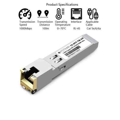 Vista 2 de Módulo transceptor de cobre de 10/100/1000BASE-T SFP SGMII compatible con Arista Networks SFP-GB-GE-TL SFP-1G-TL RJ45 328.1 ft Cat5e/6