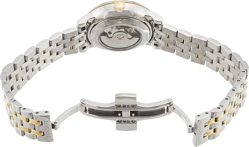 Vista 3 de Tissot mujer Carson Auto acero inoxidable vestido reloj oro amarillo 1N14, gris T1222072203100
