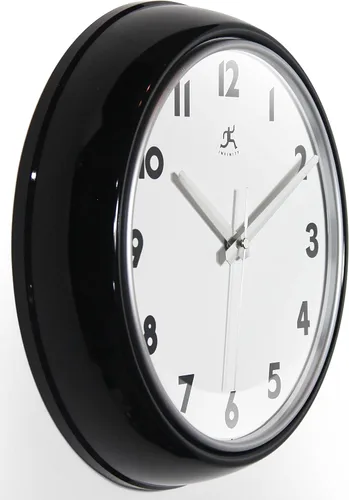 Vista 3 de Infinity Instruments Lux - Reloj de pared negro, retro de 12 pulgadas, moderno reloj de pared, fácil de leer, ideal para sala de estar, oficina