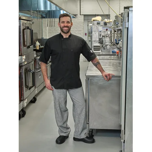 Vista 6 de Mercer Culinary M60030HT6X Millennia - Pantalones de cocina para hombre, talla 6XL, dientes de perro blanco y negro