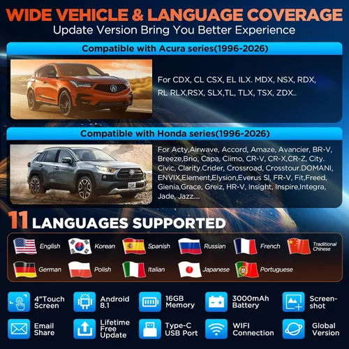 Vista 6 de LAUNCH Escáner Creader Elite 2.0 OBD2, herramienta de escaneo de diagnóstico bidireccional de sistema completo, lector de código de todos
