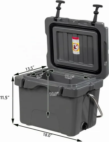 Vista 7 de Goplus 16 Quart Cooler, 24-Can Capacity Ice Chest with 2 Cup Holders, 3-5 Days Ice Retention, Portable Insulated Ice Box for Camping, Fishing Gris
