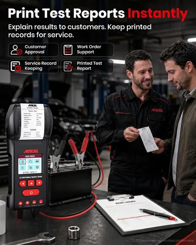 Vista 3 de ANCEL BST600 - Probador de batería de coche con impresora - 12V/24V, 100-2000 CCA, probador digital de carga de batería automática - Prueba