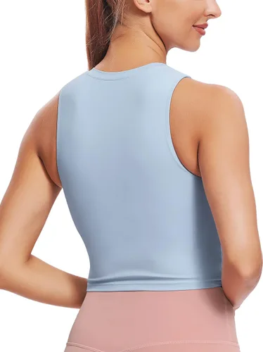 Vista 2 de Natural Feelings - Sujetadores deportivos sin mangas, con relleno extraíble, para mujer ombligueras para yoga, entrenamiento, correr