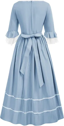 Vista 2 de Scarlet Darkness Disfraz colonial pionero para mujer, vestidos de guerra civil de pradera