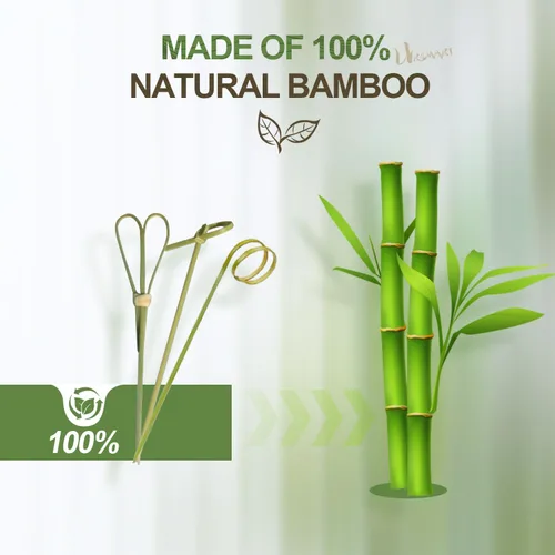 Vista 3 de URSMART 300 palillos de cóctel de bambú, palillos de dientes para aperitivos de 4.7 pulgadas, brochetas de bambú hechas a mano con lazo, nudo