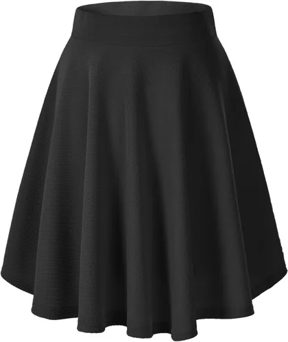 Vista 3 de Urban CoCo Women's Basic Midi Skirt Versatile Stretchy Flared Casual High Waisted Skirt