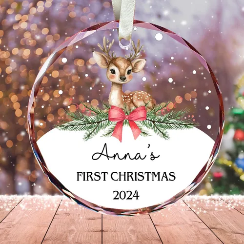Vista 12 de Adorno de cristal personalizado para anuncio de bebé, adorno de Feliz Navidad, abuela y abuelo te veo en 2024, regalo de abuelos promocionados