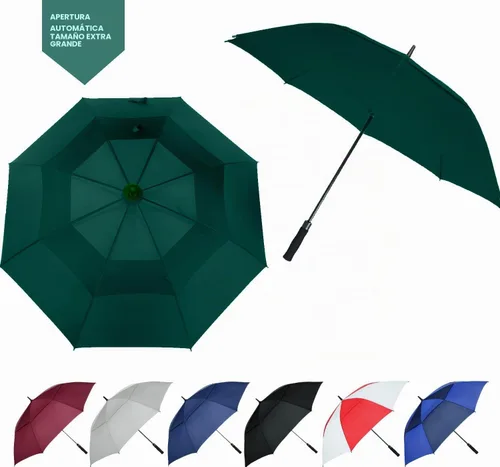 Vista 9 de Paraguas de golf extragrande de 62, 68 y 72 pulgadas, con doble dosel ventilado, resistente al viento, impermeable, de apertura automática