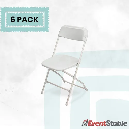 Vista 4 de EventStable TitanPRO Silla plegable de plástico blanco, silla plegable ligera para exteriores, sillas de patio duraderas, juego de sillas
