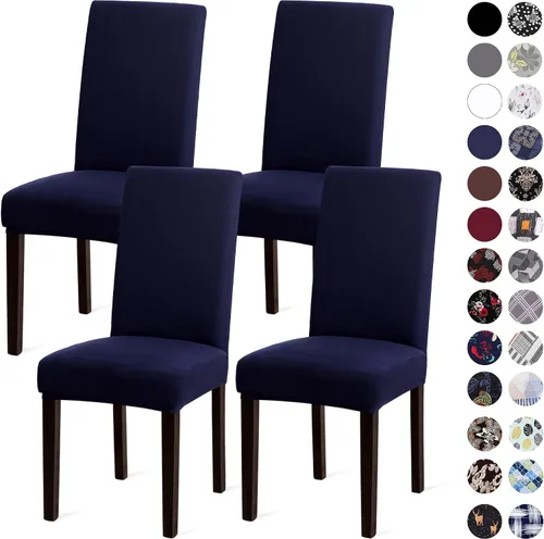 Vista 30 de Sufdari Juego de 2 fundas para sillas de comedor, fundas para sillas de cocina, fundas para sillas Parsons, protectores de sillas de elastano