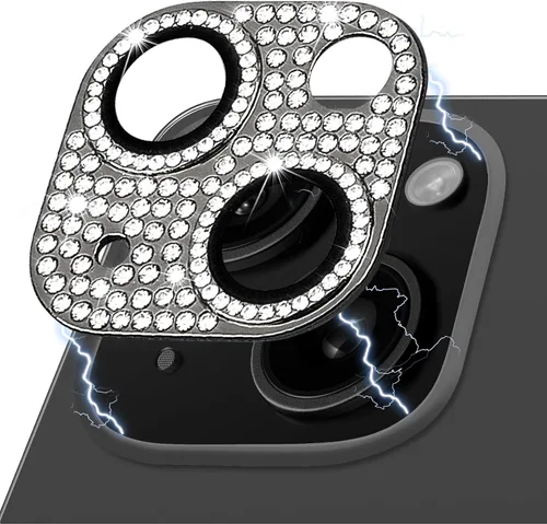 Vista 42 de Protector de lente de cámara para iPhone 13 & iPhone 13 Mini, brillante con diamantes de imitación 3D con purpurina, cubierta de cámara de vidrio