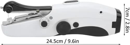 Vista 2 de Yosoo Máquina de coser portátil de mano, mini máquina de coser eléctrica de doble aguja, para hacer manualidades u objetos pequeños en la vida Negro