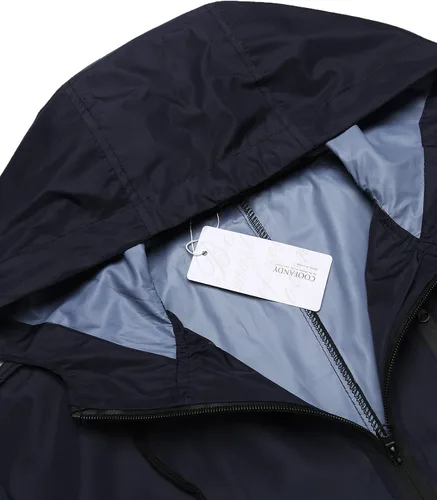 Vista 7 de COOFANDY Chubasquero largo para hombre, chaqueta impermeable para exteriores, con capucha