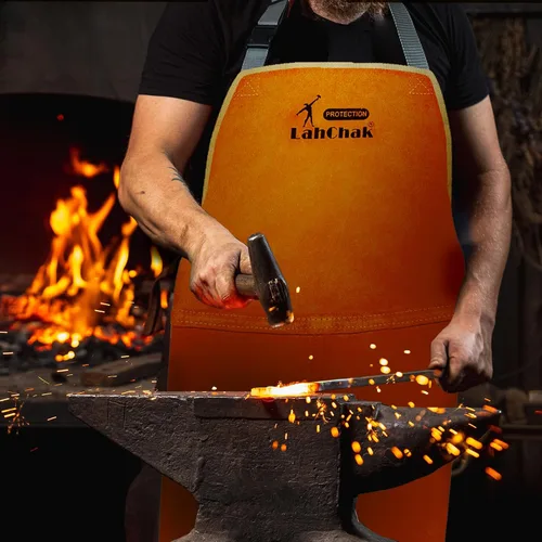 Vista 8 de Leather Work Shop Apron, Buckle straps, Heat & Flame Resistant Heavy Duty Welding Apron