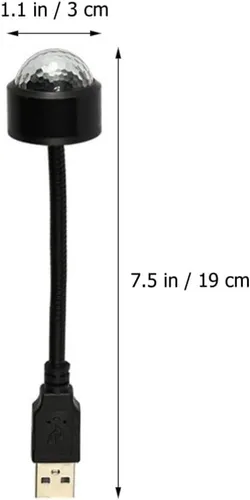 Vista 7 de SOLUSTRE Proyector de luces LED de discoteca para coche, luz USB, luces de fiesta activadas por sonido, enchufe USB, mini discoteca giratoria