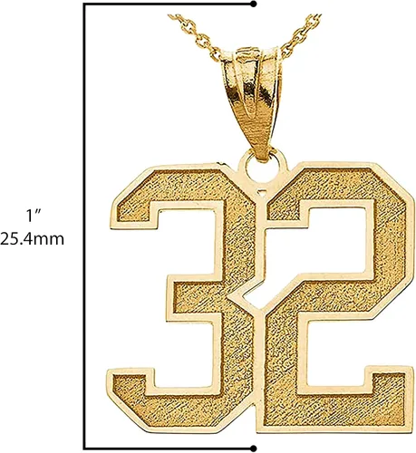 Vista 4 de Colgante de oro amarillo de 10 quilates personalizable con número de la suerte y nombre con grabado personalizado, longitud a elección Cadena Rolo