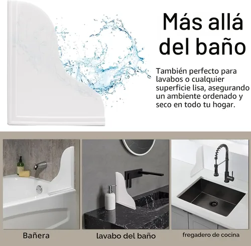 Vista 3 de Spidfee Kit de protección contra salpicaduras de ducha, protectores grandes contra salpicaduras para bañera, impermeables, autoadhesivos