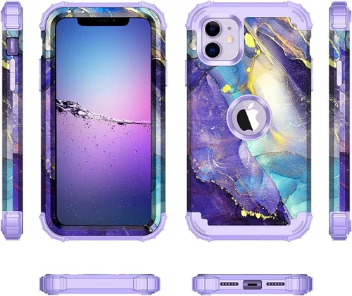 Vista 2 de Rancase Funda para iPhone 11, tres capas de alta resistencia a prueba de golpes, protección de plástico duro + funda protectora de goma de silicona