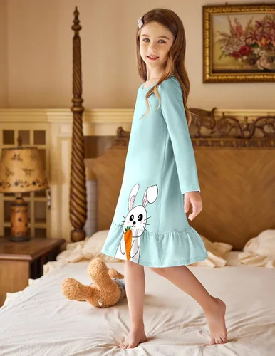 Vista 5 de Arshiner Ropa de dormir para niña de manga larga lindo camisón camisón pijama vestido
