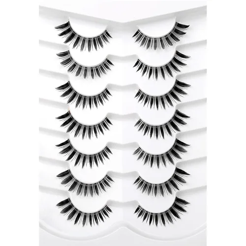 Vista 68 de Pooplunch - Pestañas postizas estilo ojo de gato, extensión de volumen 8D natural, finas, cortas, de visón sintético, tiras de pestañas postizas