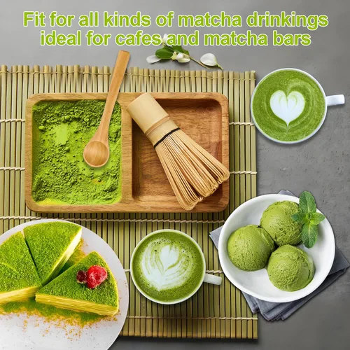 Vista 8 de Juego de batidor de matcha con cuenco matcha, batidor de bambú matcha, cuchara, tamizador, soporte para batidor de matcha, regalos únicos