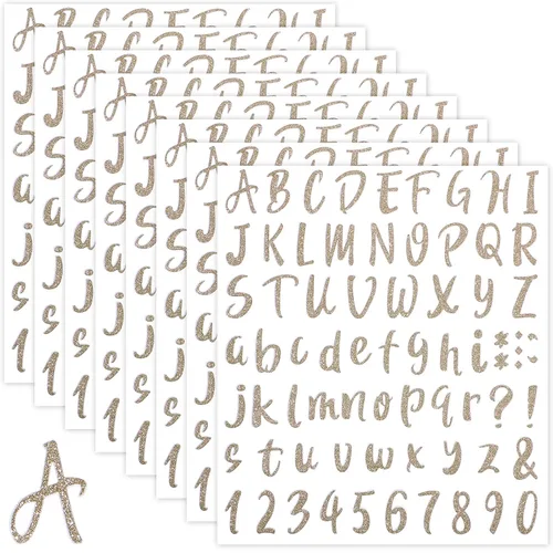 Vista 10 de 576 piezas de 8 hojas de calcomanías de letras de graduación, letras de vinilo autoadhesivas, calcomanías de números del alfabeto, calcomanías