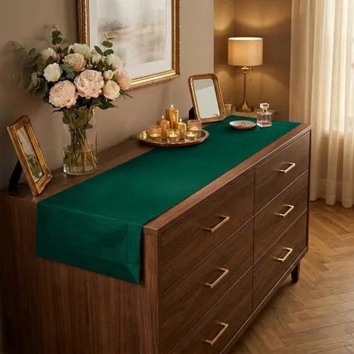 Vista 20 de Luxe Shine™ by D'Moksha - Camino de mesa negro de 36 pulgadas, elegante camino de mesa de seda, lavable a máquina, 14 x 36 pulgadas para tocador