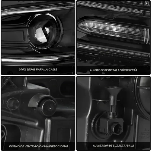 Vista 6 de Juego de faros delanteros halógenos compatibles con Dodge Charger 2015-2023, faros con barra LED dual DRL, par lado izquierdo del conductor LH