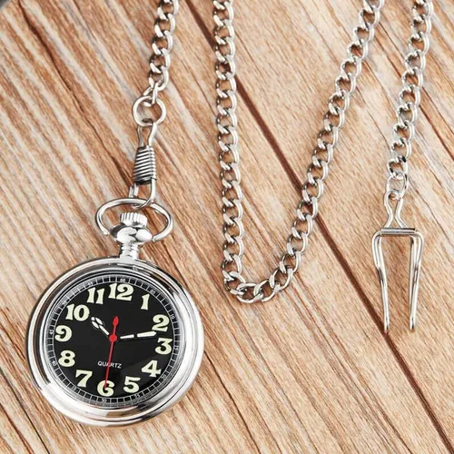 Vista 4 de Reloj de bolsillo clásico para hombre, relojes de bolsillo con cadena para hombres