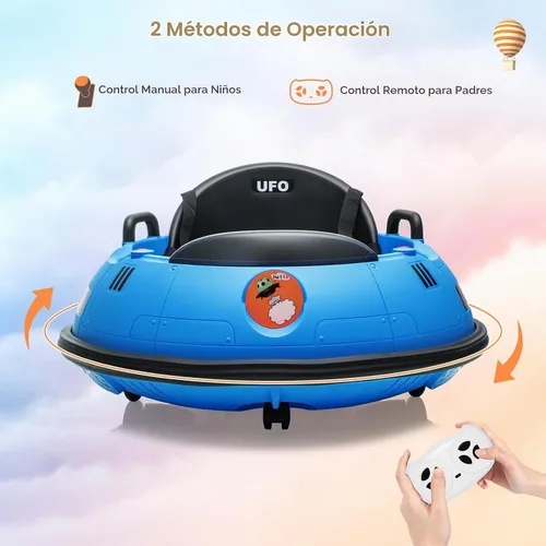 Vista 3 de Coche de parachoques eléctrico de 12 V con control remoto, cinturón de seguridad, música, luces intermitentes, giro de 360 grados, auto parachoques