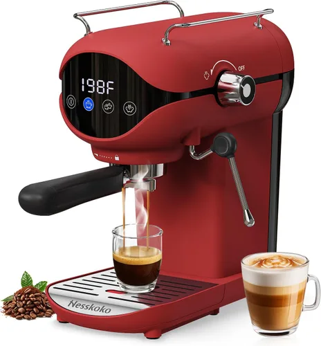 Vista 7 de Espresso Machine with Steam Milk Frother Semi Automatic 20 Bar Compact Black with Toggle Switch for home Cafetera Espresso, Latte, Cappuccino