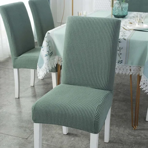 Vista 7 de Mantel rectangular de algodón y lino a prueba de polvo, lavable, resistente a las arrugas, juego de funda de silla elástica para la cocina, comedor