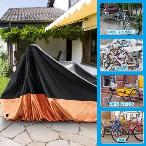 Vista 5 de MOPHOTO Funda de triciclo para adultos para almacenamiento al aire libre, cubierta impermeable para bicicleta para triciclos adultos, fundas Negro