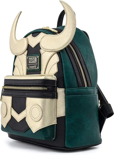 Vista 2 de Loungefly Marvel Loki Cosplay - Bolso de hombro para mujer, de piel sintética, doble correa, Multi, Classic