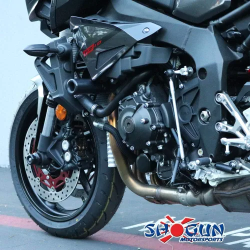 Vista 3 de Shogun 2017 Yamaha FZ10 FZ 10 2018 2019 2020 2021 2022 MT-10 MT 10 SP Negro Deslizadores de marco sin corte para modelos ABS y no ABS - 750-6819