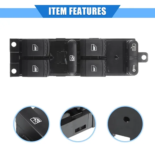 Vista 4 de Interruptor de control de ventana de coche compatible con Skoda Octavia I 1U5 Estate 1996-2010, plástico duradero negro delantero derecho