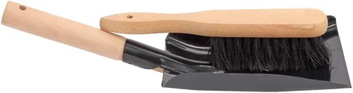 Vista 3 de Juego de pala de carbón y cepillo de hogar hecho de madera natural y cerdas de coco, juego de ordenación de hogar, pala y cepillo para chimenea