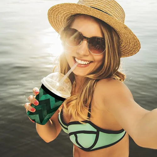 Vista 6 de Emu With Emerald Green Underwater Coral Reef Reusable Insulated Neoprene Iced Coffee Cup Sleeves 3 Sizes Diving Material Cup Durable Beverage Covers