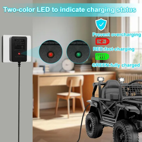 Vista 7 de FLHFULIHUA Cargador de batería de 12 voltios para niños, cargador universal para los mejores productos de elección, Wrangler SUV, Kid Trax