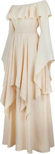 Vista 4 de Vestidos victorianos vintage para mujer, vestido de princesa irlandesa renacentista, vestido de hada, vestido de manga larga acampanada, vestido