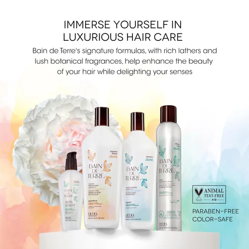 Vista 7 de Bain de Terre Champú fortalecedor de queratina fito-proteína para proteger el color, fortalecimiento seguro para cabello débil y dañado, sin