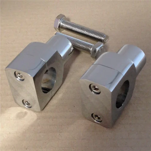 Vista 2 de HONGK - Abrazadera elevadora de manillar redonda cromada de 1 pulgada compatible con H-D Kawasaki Suzuki Yamaha [B01BN0GWNY]
