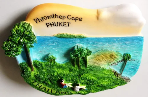 Vista 3 de WitnyStore Tiny Laem Phromthep Cape en Phuket, Tailandia Sudeste de Asia Atracciones turísticas Resina Imán de refrigerador Recuerdo del viajero 3D